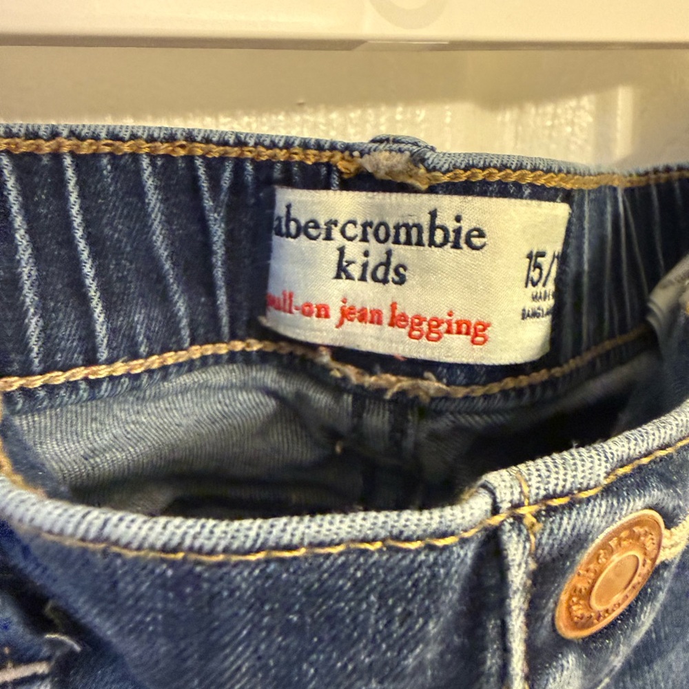 Abercrombie Kids Distressed Dark Blue Skinny Jeans - Picture 2 of 4